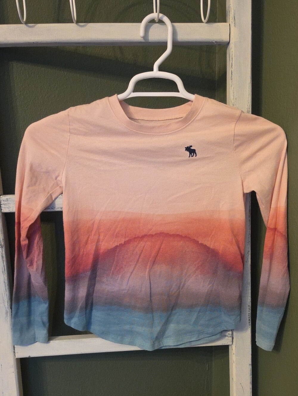 Abercrombie kids peach, coral and blue ombre long sleeve tee